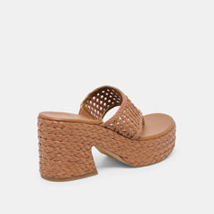 Dolce Vita SHOES | RIPPLE Mid Brown Raffia Platform Thong Block Heel