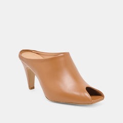 Dolce Vita SHOES | MERY Brown Leather Peep-Toe Heels