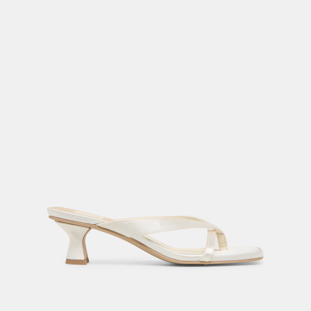 Dolce Vita SHOES | Brevel Wide True White Satin Heels