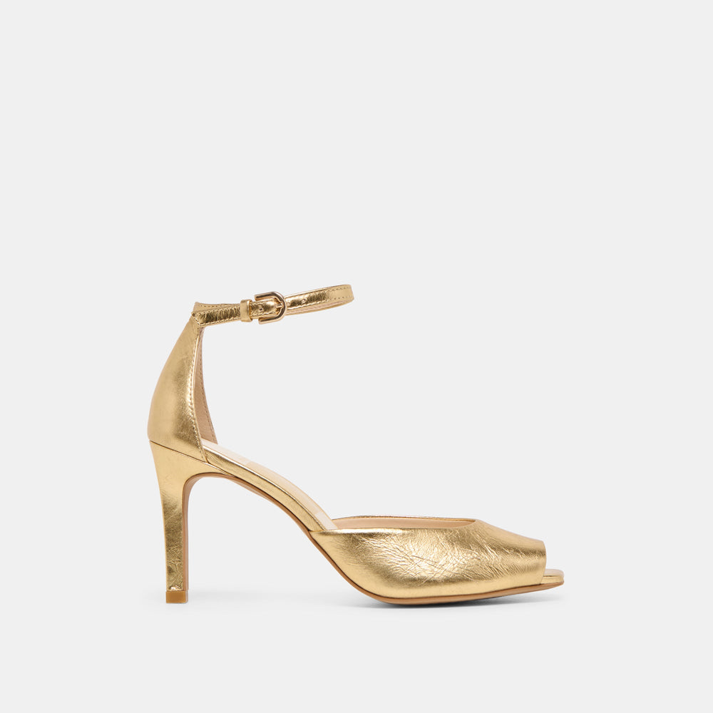 Dolce Vita SHOES | Serlo Gold Crinkle Patent Heels