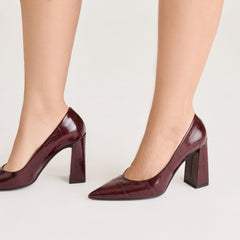 Dolce Vita SHOES | Misty Burgundy Croco Embossed Leather Heels