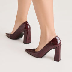 Dolce Vita SHOES | Misty Burgundy Croco Embossed Leather Heels
