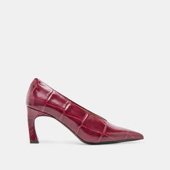 Dolce Vita SHOES | Midge Burgundy Croco Embossed Leather Heels