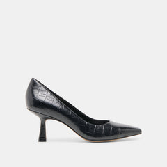 Dolce Vita SHOES | Briona Noir Croco Embossed Leather Heels