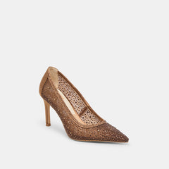 Dolce Vita SHOES | Kashe Crystal Mid Brown Mesh Heels