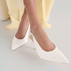 Dolce Vita SHOES | Elasi Pearl Off White Satin Heels