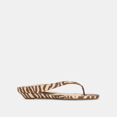 Dolce Vita SHOES | GIZEL Beige Zebra Raffia Thong Square-Toe Sandals