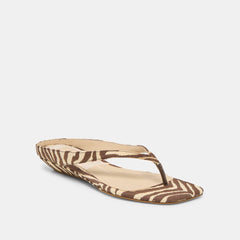 Dolce Vita SHOES | GIZEL Beige Zebra Raffia Thong Square-Toe Sandals