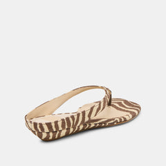 Dolce Vita SHOES | GIZEL Beige Zebra Raffia Thong Square-Toe Sandals