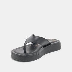 Dolce Vita SHOES | BLAYZE Black Leather Platform Flip-Flop Sandals