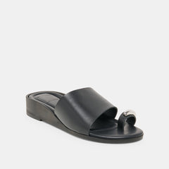 Dolce Vita SHOES | MOXY Black Leather Metal Detail Open-Toe Sandals