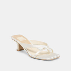 Dolce Vita SHOES | Brevel Wide True White Satin Heels