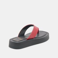 Dolce Vita SHOES | BLAYZE Red Leather Platform Flip-Flop Sandals