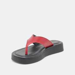 Dolce Vita SHOES | BLAYZE Red Leather Platform Flip-Flop Sandals