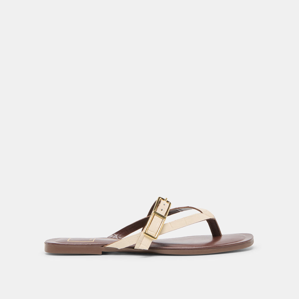 Dolce Vita SHOES | Piers Beige Croco Embossed Leather Sandals