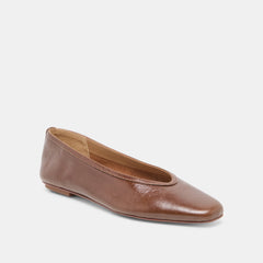 Dolce Vita SHOES | CARET Russet Leather Pointed-Toe Ballet Flats