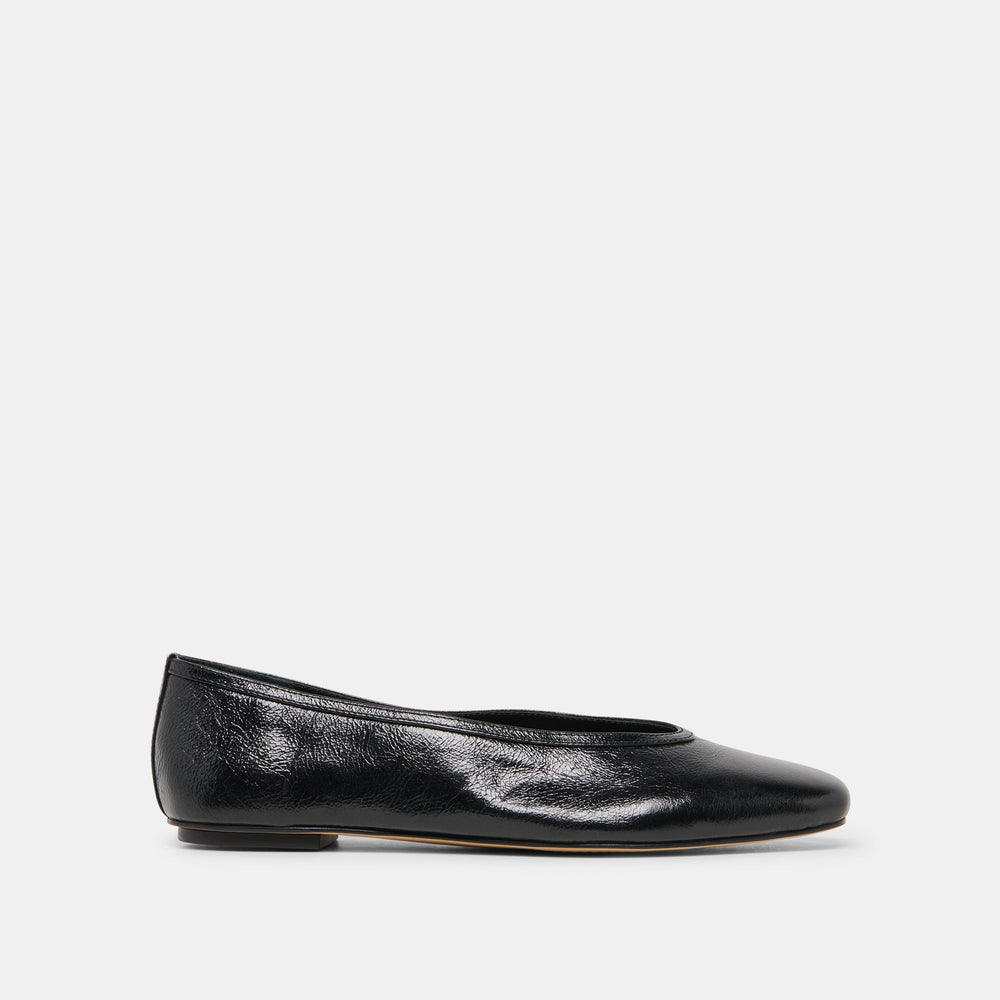 Dolce Vita SHOES | CARET Black Leather Pointed-Toe Ballet Flats