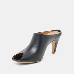 Dolce Vita SHOES | MERY Black Leather Peep-Toe Heels
