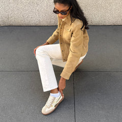 Dolce Vita SHOES | Merit White Gold Leather Sneakers
