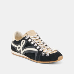 Dolce Vita SHOES | DEACON Black White Suede Lace-Up Sneakers