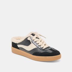 Dolce Vita SHOES | Notice Slide Plush Black Woven Leather Sneakers