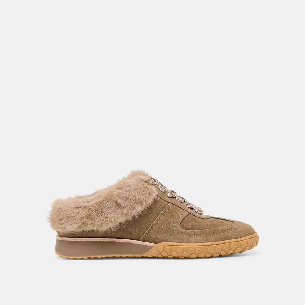 Dolce Vita SHOES | Izzey Plush Olive Suede Sneakers