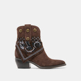 Dolce Vita SHOES | MEKALA Dk Brown Suede Pointed-Toe Ankle Western Boots