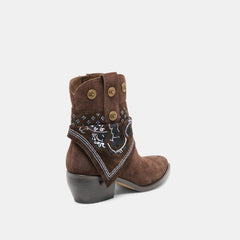 Dolce Vita SHOES | MEKALA Dk Brown Suede Pointed-Toe Ankle Western Boots