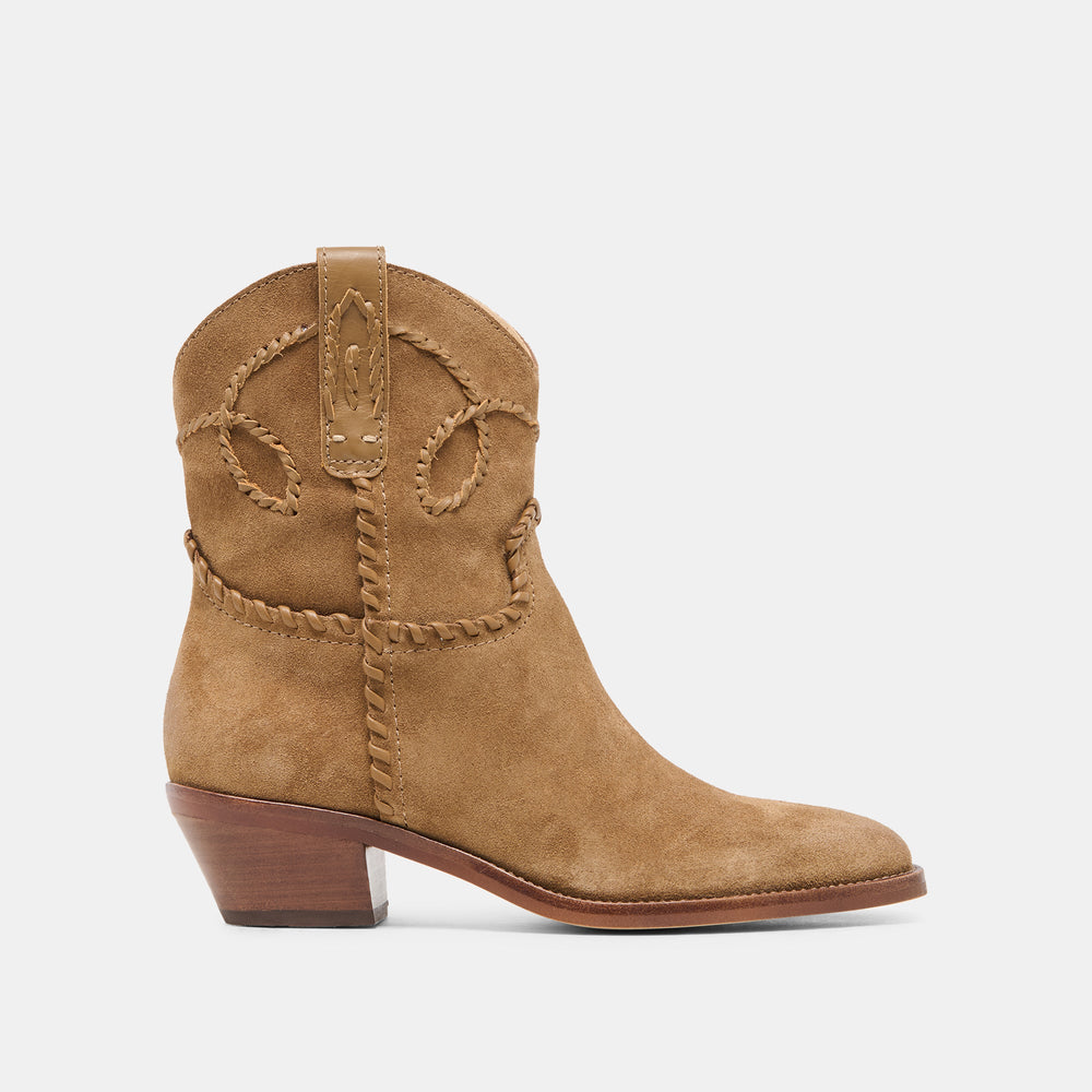 Dolce Vita SHOES | RUDO Lt Brown Suede Western Pointed-Toe Ankle Boots