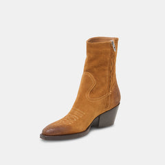 Dolce Vita SHOES | KLYDE Cognac Suede Block Heel Ankle Boots
