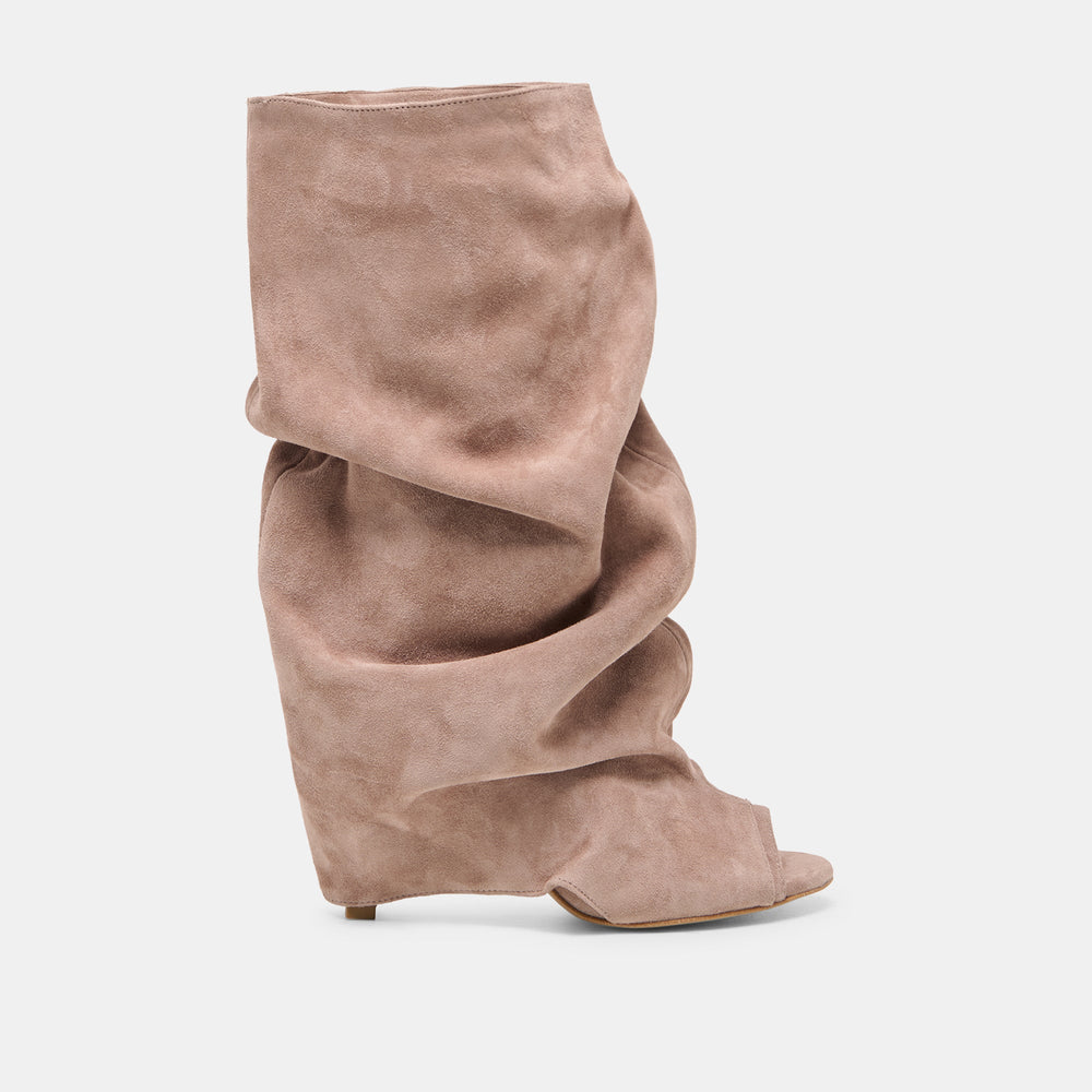 Dolce Vita SHOES | CLYFF Taupe Suede Slouch Foldover Open-Toe Boots