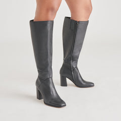 Dolce Vita SHOES | FYNN Wide Calf Boots Onyx Leather | Women's Onyx Knee-High Boots
– Dolce Vita