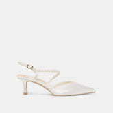 Dolce Vita SHOES | Kamra Pearl True White Satin Mid Heels