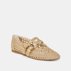 Dolce Vita SHOES | Baylee Gold Woven Stella Ballet Flats