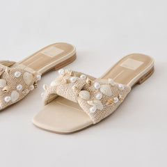 Dolce Vita SHOES | Lizza Oatmeal Beaded Raffia Sandals