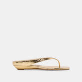 Dolce Vita SHOES | GIZEL Gold Crinkle Patent Thong Square-Toe Sandals
