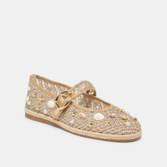 Dolce Vita SHOES | Ralph Gold Beaded Raffia Ballet Flats
