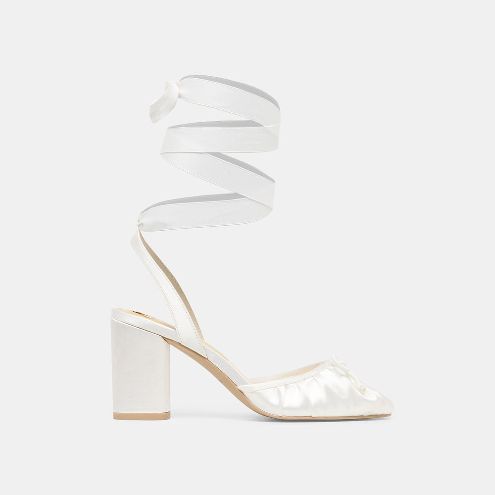 Dolce Vita SHOES | Tisha True White Satin Heels
