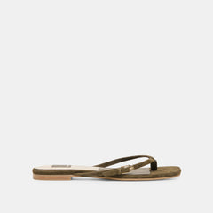 Dolce Vita SHOES | MALTA Dk Olive Suede Buckle Flip-Flop Sandals