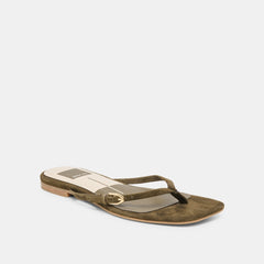 Dolce Vita SHOES | MALTA Dk Olive Suede Buckle Flip-Flop Sandals