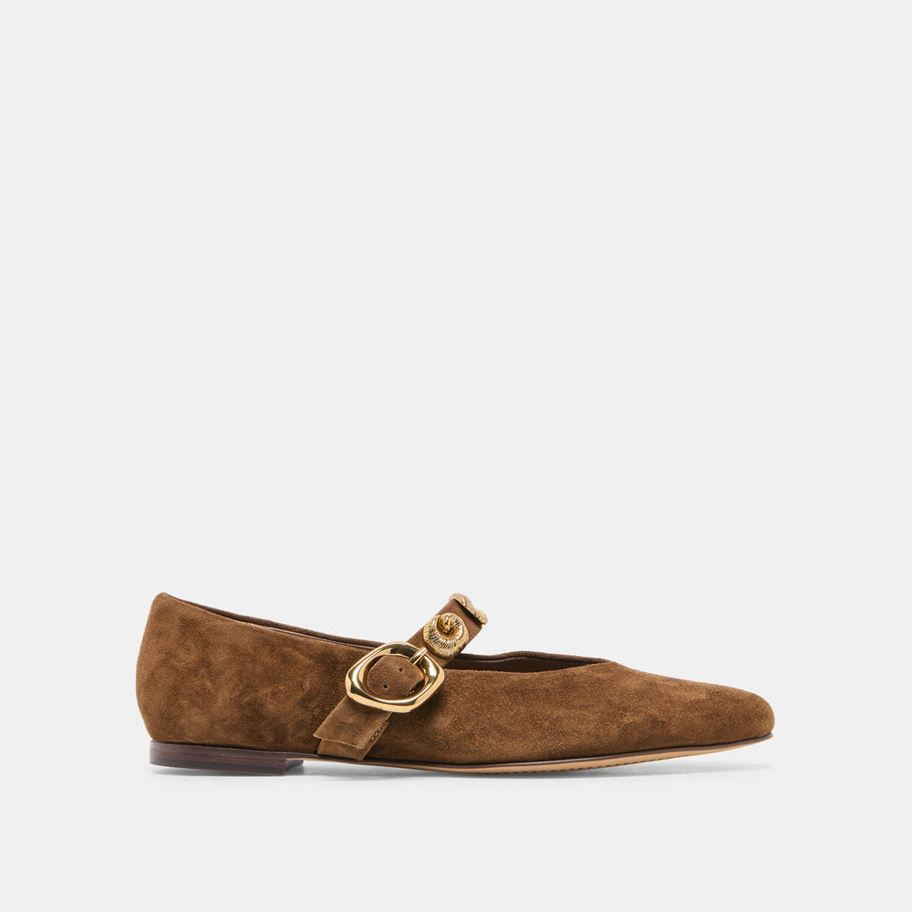 Dolce Vita SHOES | LOREE Chesnut Suede Mary-Jane Metal Detail Ballet Flats