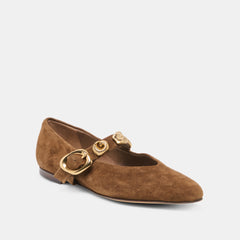 Dolce Vita SHOES | LOREE Chesnut Suede Mary-Jane Metal Detail Ballet Flats