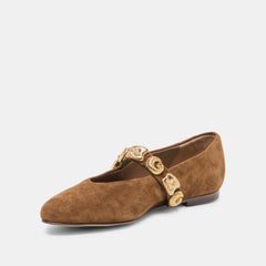 Dolce Vita SHOES | LOREE Chesnut Suede Mary-Jane Metal Detail Ballet Flats