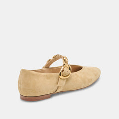 Dolce Vita SHOES | LOREE Desert Taupe Suede Mary-Jane Metal Detail Ballet Flats