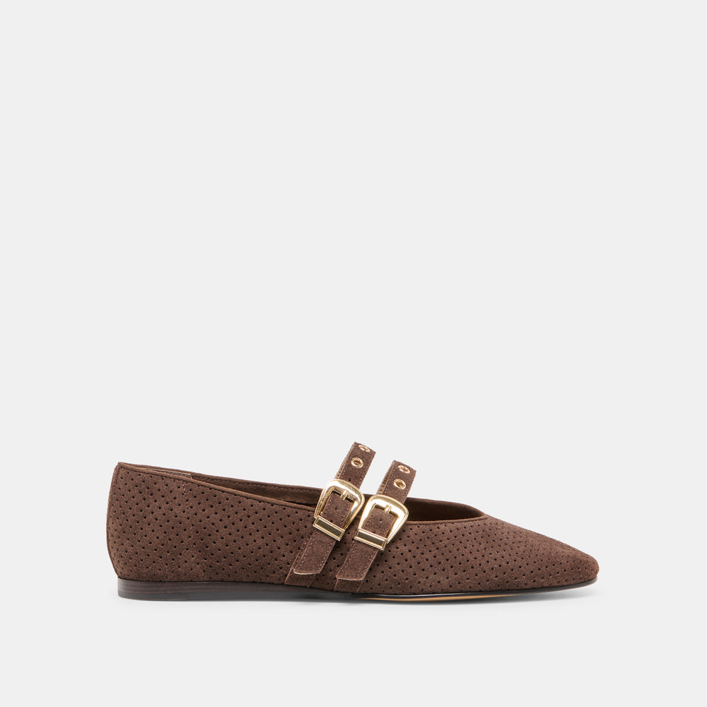 Dolce Vita SHOES | Baylee Grommet Dk Brown Perforated Suede Ballet Flats