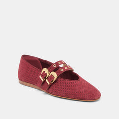 Dolce Vita SHOES | Baylee Grommet Oxblood Perforated Suede Ballet Flats