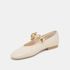 Dolce Vita SHOES | Relan Wide Off White Leather Ballet Flats