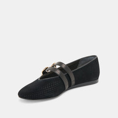 Dolce Vita SHOES | Baylee Wide Onyx Perforated Suede Ballet Flats