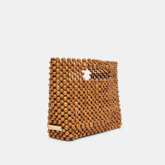 Dolce Vita HANDBAGS | LINZY Natural Wood Top-Handle Handbag with Crossbody Strap