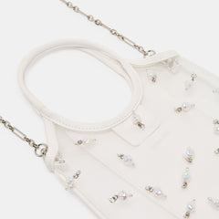 Dolce Vita ACCESSORIES | SYLVENE PEARL White Mesh Removable Crossbody Handbag